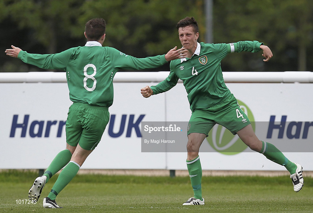 26 June 2015; Ireland's Luke Evans, right, celebrates after scoring his side's goal with team-mate Carl McKee. This tournament is the only chance the Irish team have to secure a precious qualifying spot for the 2016 Rio Paralympic Games. 2015 CP Football World Championships, Ireland v Argentina, St. George’s Park, Tatenhill, Burton-upon-Trent, Staffordshire, England. Picture credit: Magi Haroun / SPORTSFILE