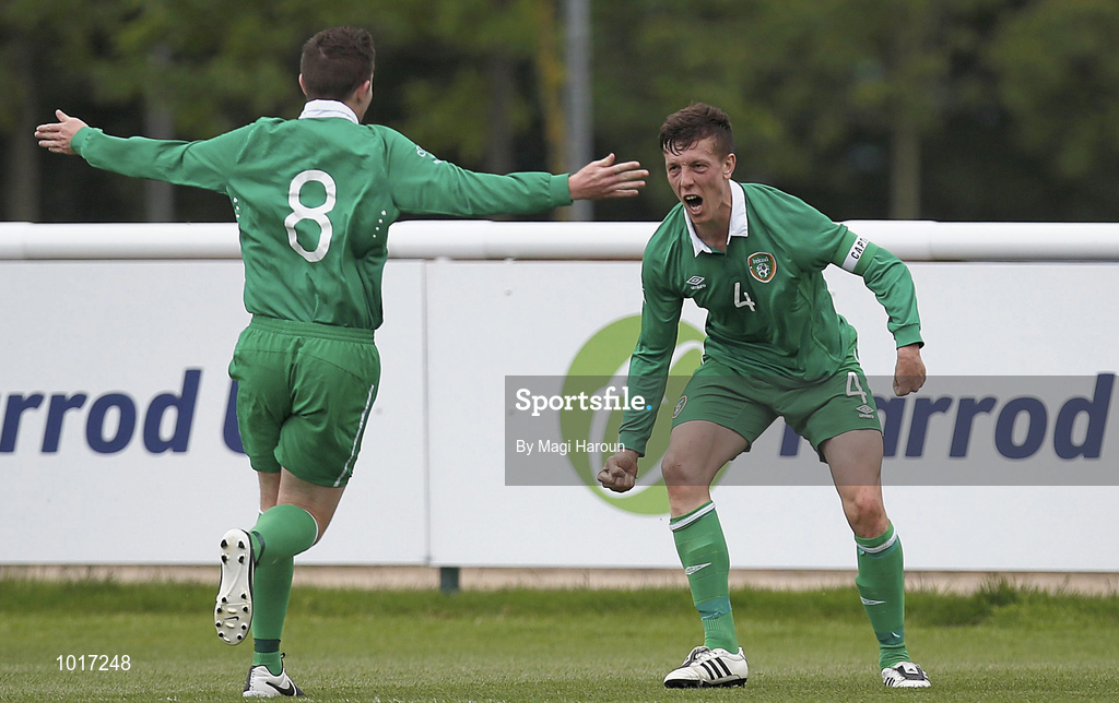 26 June 2015; Ireland's Luke Evans, right, celebrates after scoring his side's goal with team-mate Carl McKee. This tournament is the only chance the Irish team have to secure a precious qualifying spot for the 2016 Rio Paralympic Games. 2015 CP Football World Championships, Ireland v Argentina, St. George’s Park, Tatenhill, Burton-upon-Trent, Staffordshire, England. Picture credit: Magi Haroun / SPORTSFILE