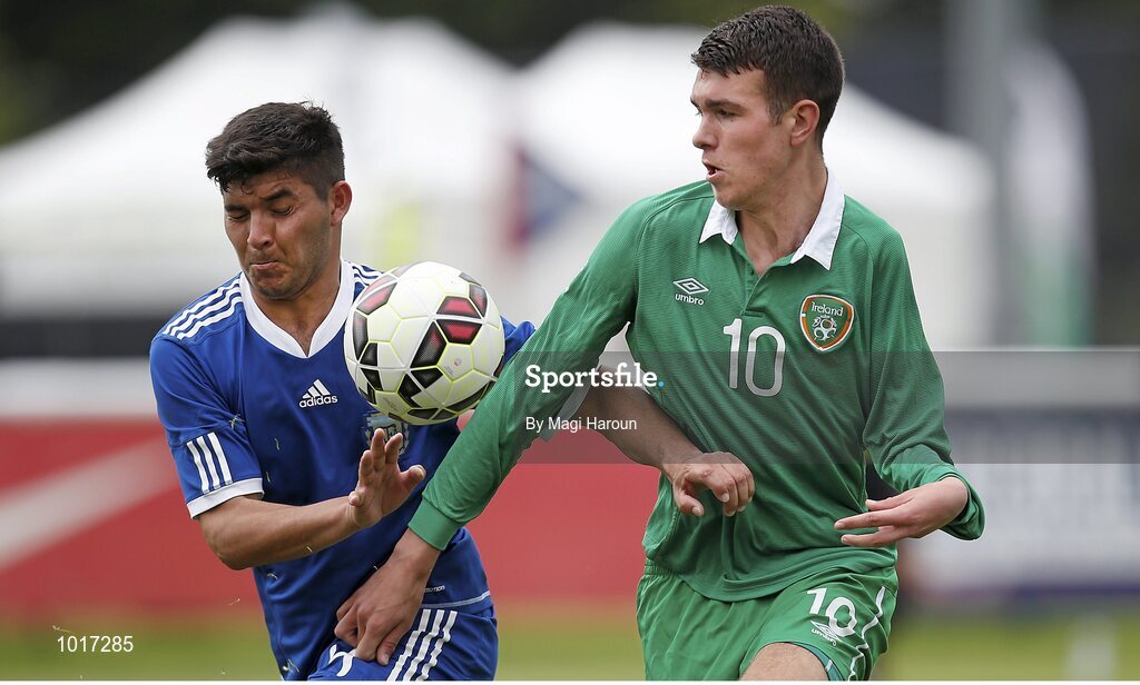 26 June 2015; Dillon Sheridan, Ireland, in action against Rodrigo Luquez, Argentina. This tournament is the only chance the Irish team have to secure a precious qualifying spot for the 2016 Rio Paralympic Games. 2015 CP Football World Championships, Ireland v Argentina, St. George’s Park, Tatenhill, Burton-upon-Trent, Staffordshire, England. Picture credit: Magi Haroun / SPORTSFILE