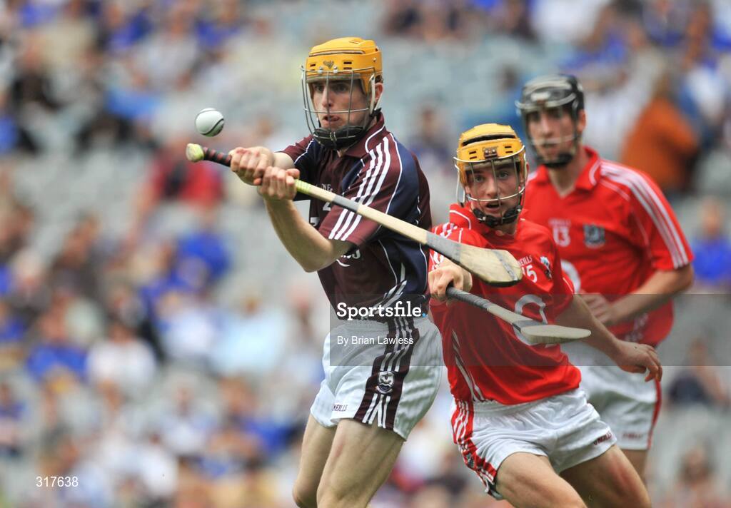 17 August 2008; Gerard O'Halloran, Galway, in action against Paul Haughney, Cork. ESB GAA Hurling All-Ireland Minor Championship Semi-Final, Cork v Galway, Croke Park, Dublin. Picture credit: Brian Lawless / SPORTSFILE