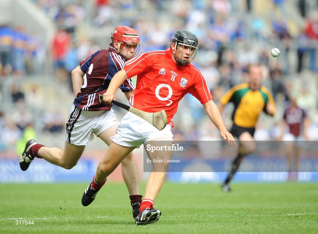 17 August 2008; Ciaran Sheehan, Cork, in action against Donal Cooney, Galway. ESB GAA Hurling All-Ireland Minor Championship Semi-Final, Cork v Galway, Croke Park, Dublin. Picture credit: Brian Lawless / SPORTSFILE