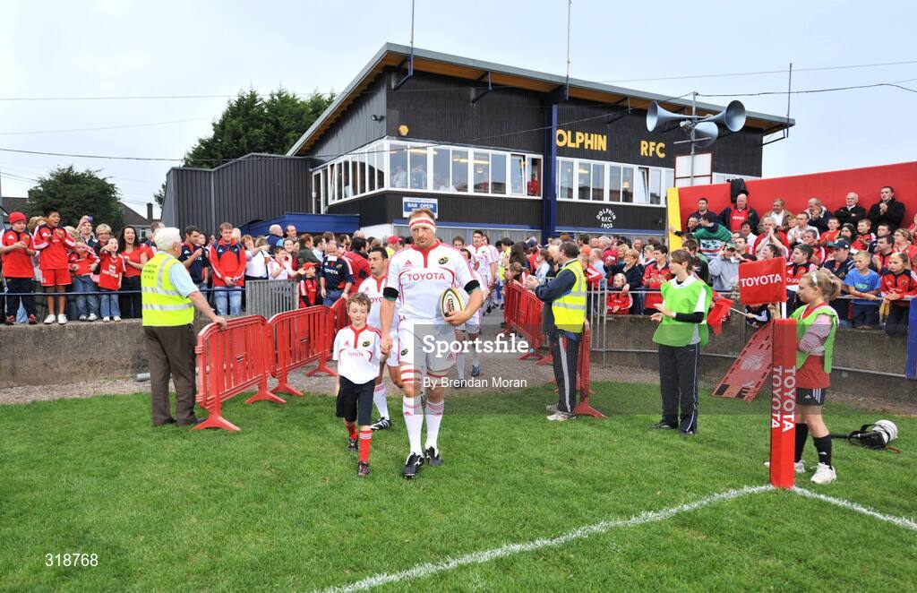 29 August 2008; Munster captain Mick O'Driscoll leads his side out before the game. Pre-Season Friendly - Munster v London Irish, Musgrave Park, Cork. Picture credit: Brendan Moran / SPORTSFILE