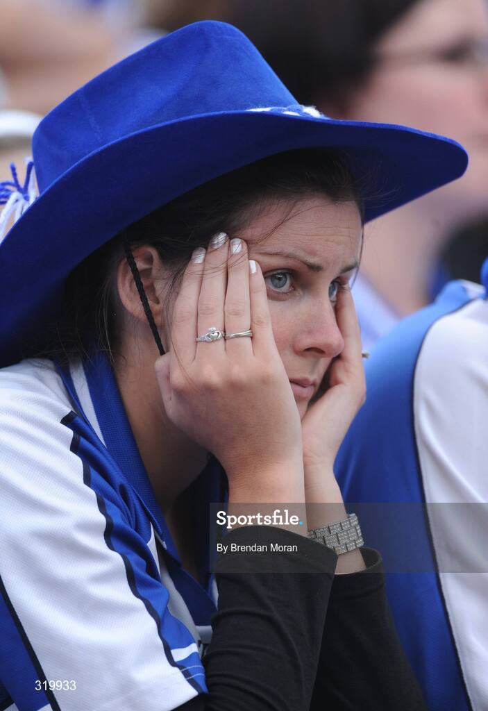 7 September 2008; A Waterford fan looks on late in the senior game at the GAA Hurling All-Ireland Championship Finals, Croke Park, Dublin. Picture credit: Brendan Moran / SPORTSFILE
