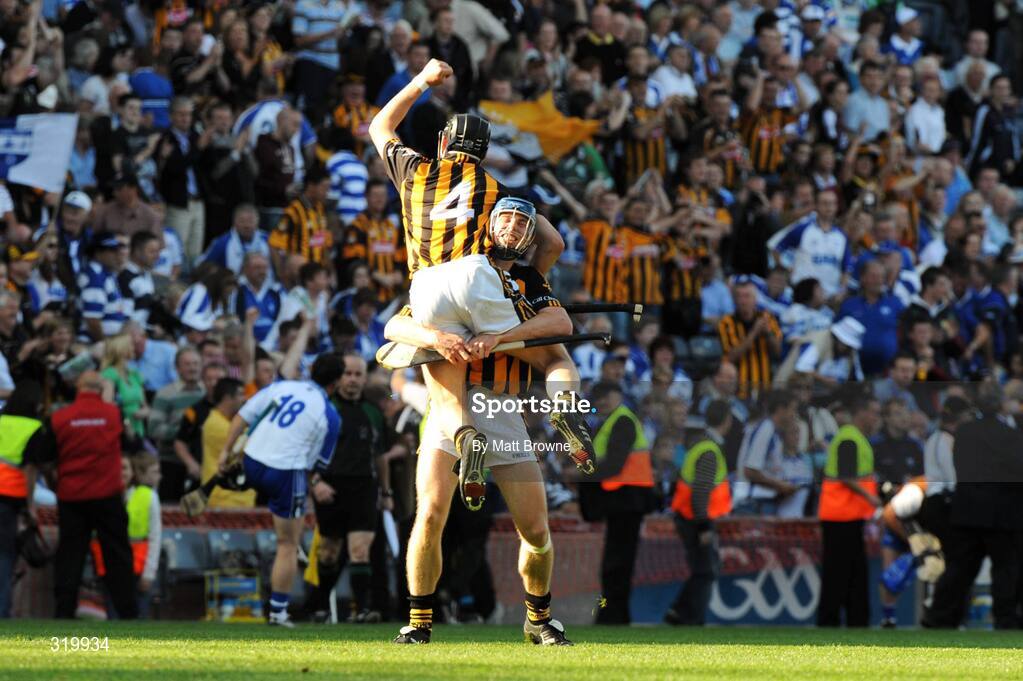 7 September 2008; Jackie Tyrrell, 4, and Brian Hogan, Kilkenny, celebrate at the final whistle. GAA Hurling All-Ireland Senior Championship Final, Kilkenny v Waterford, Croke Park, Dublin. Picture credit: Matt Browne / SPORTSFILE