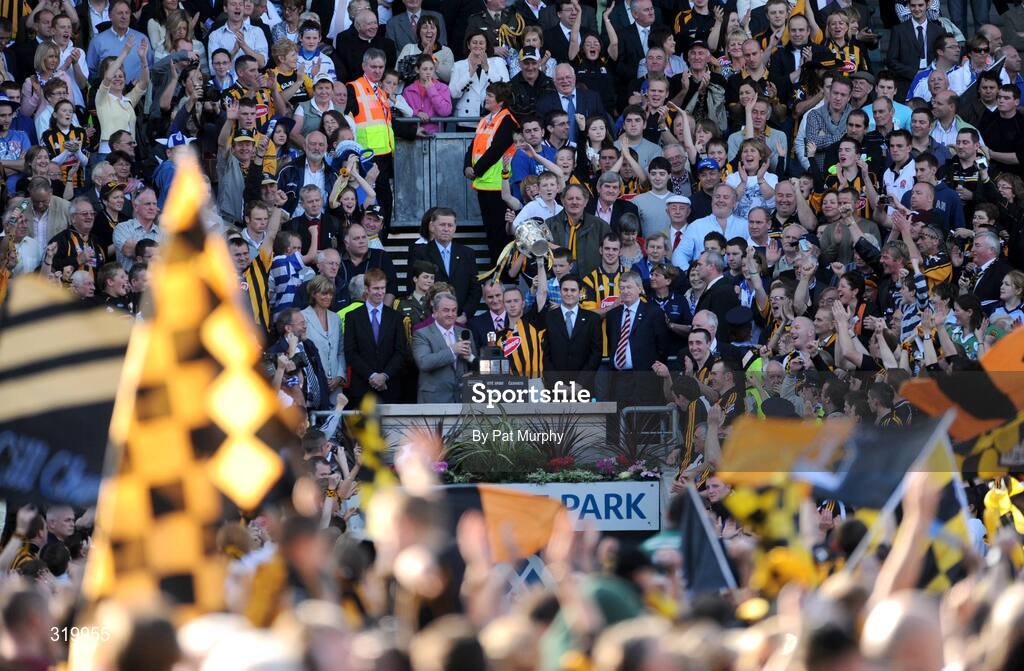 7 September 2008; Kilkenny captain James 'Cha' Fitzpatrick lifts the Liam MacCarthy Cup. GAA Hurling All-Ireland Senior Championship Final, Kilkenny v Waterford, Croke Park, Dublin. Picture credit: Pat Murphy / SPORTSFILE