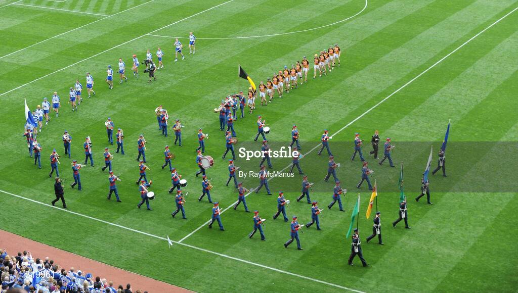 7 September 2008; The Kilkenny and Waterford teams parade behind the Artane School of Music Band before the game. GAA Hurling All-Ireland Senior Championship Final, Kilkenny v Waterford, Croke Park, Dublin. Picture credit: Ray McManus / SPORTSFILE