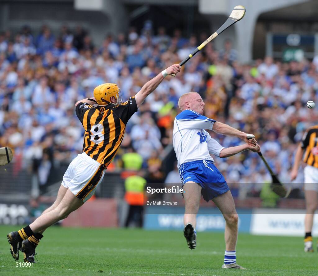 7 September 2008; John Mullane, Waterford, in action against James 'Cha' Fitzpatrick, Kilkenny. GAA Hurling All-Ireland Senior Championship Final, Kilkenny v Waterford, Croke Park, Dublin. Picture credit: Matt Browne / SPORTSFILE