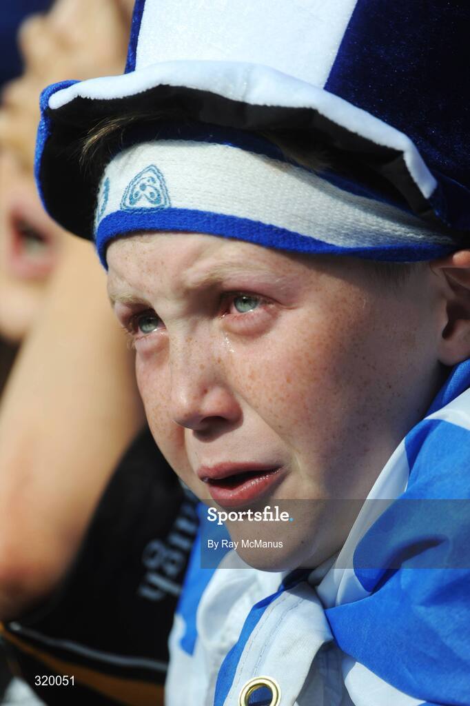7 September 2008; Twelve-year-old Waterford supporter Sean O'Sullivan, from Ballysaggart, cries during the last ten minutes of the game. GAA Hurling All-Ireland Senior Championship Final, Kilkenny v Waterford, Croke Park, Dublin. Picture credit: Ray McManus / SPORTSFILE