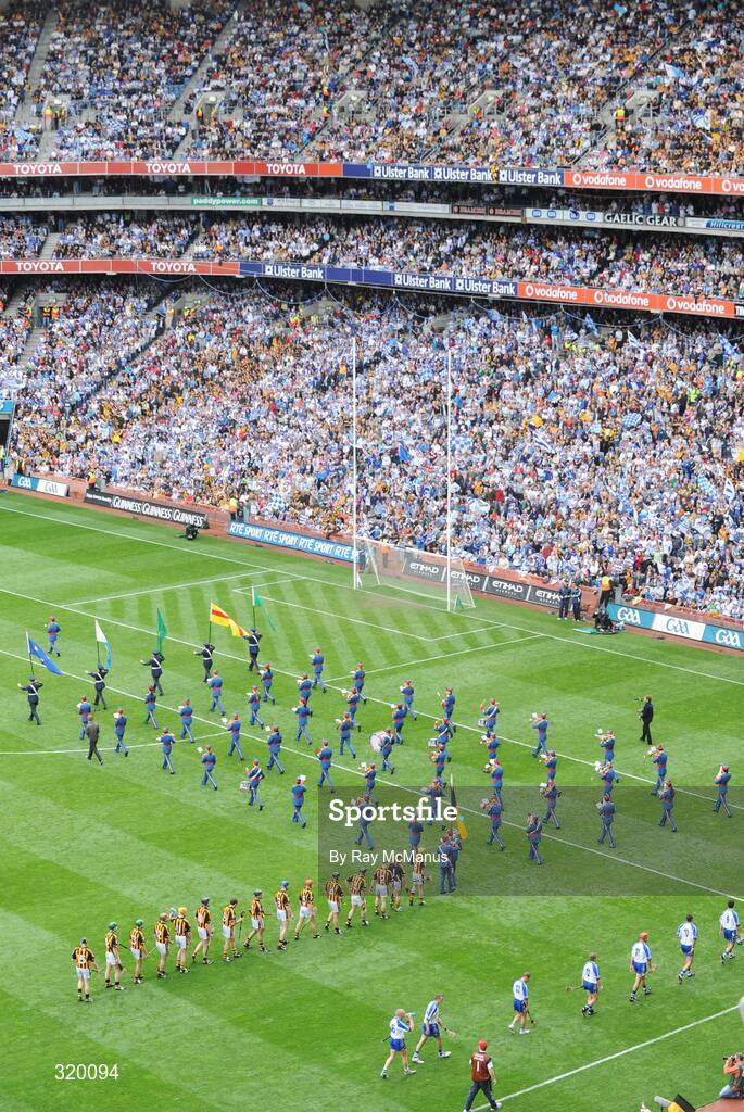 7 September 2008; The band of the Artane School of Music lead the Kilkenny and Waterford teams in the pre match parade. GAA Hurling All-Ireland Senior Championship Final, Kilkenny v Waterford, Croke Park, Dublin. Picture credit: Ray McManus / SPORTSFILE