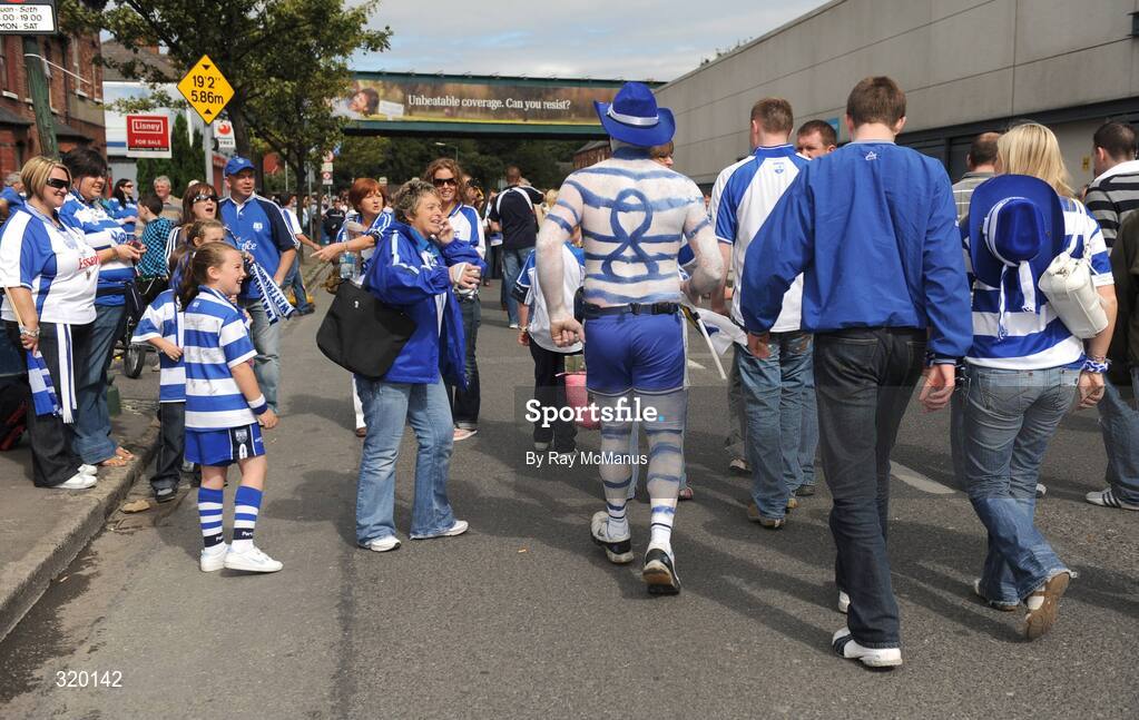 7 September 2008; Mick O'Rourke, from Melleray, Co. Waterford, painted in his team's colours, makes his way to the game. GAA Hurling All-Ireland Senior Championship Final, Kilkenny v Waterford, Croke Park, Dublin. Picture credit: Ray McManus / SPORTSFILE
