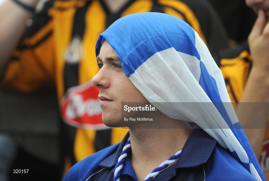 7 September 2008; A Waterford supporter watches the game from Hill 16. GAA Hurling All-Ireland Senior Championship Final, Kilkenny v Waterford, Croke Park, Dublin. Picture credit: Ray McManus / SPORTSFILE