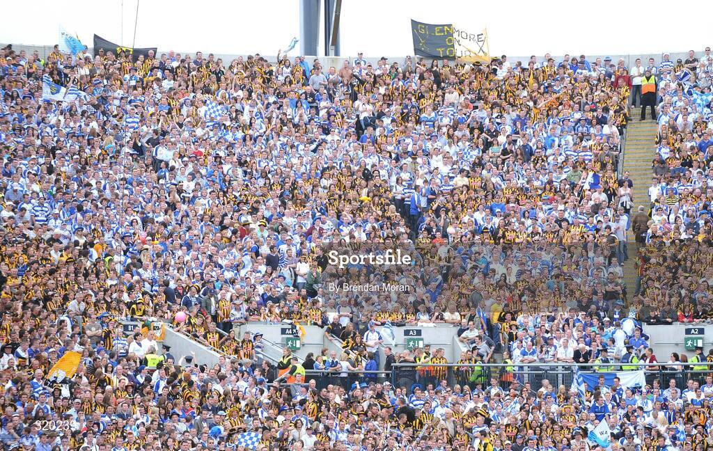 7 September 2008; Kilkenny and Waterford fans on Hill 16. GAA Hurling All-Ireland Senior Championship Final, Kilkenny v Waterford, Croke Park, Dublin. Picture credit: Brendan Moran / SPORTSFILE
