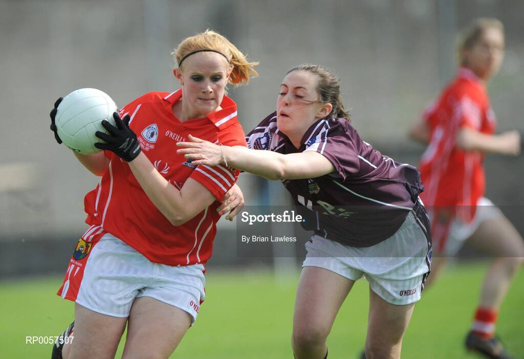 31 August 2008; Sinead O'Reilly, Cork, in action against Tracey Leonard, Galway. All-Ireland Ladies U16 A Football Championship Final, Cork v Galway, McDonagh Park, Nenagh, Co. Tipperary. Picture credit: Brian Lawless / SPORTSFILE