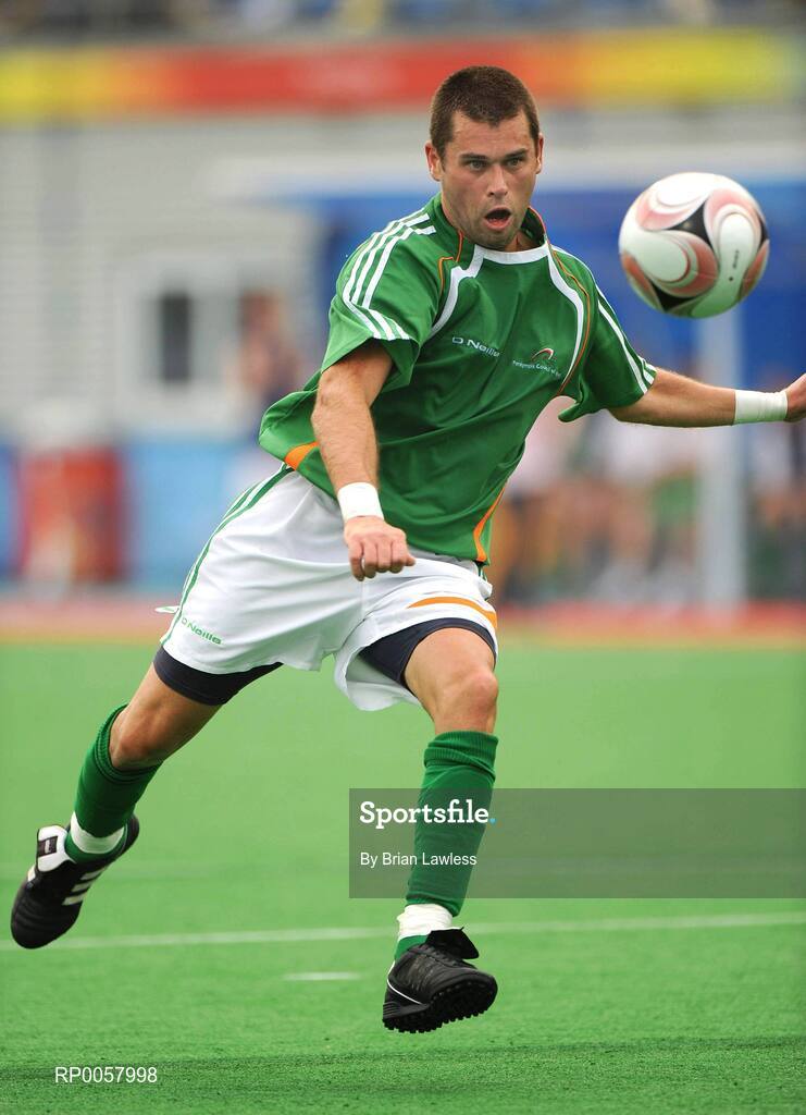 8 September 2008; Ireland's Finbarr O'Riordan, from Mitchelstown, Co. Cork, shoots to score his side's first goal from the rebound of his penalty. Beijing Paralympic Games 2008, Ireland v Iran, 7-A-Side Soccer, First Round, Group B, Olympic Green Hockey Field A, Beijing, China. Picture credit: Brian Lawless / SPORTSFILE