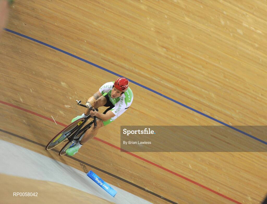 8 September 2008; Cathal Miller, from Artane, Dublin, in action during the Men's 4km Individual Pursuit (LC1) Qualifier. Cathal finished 5th in a time of 4.53:969 setting a new Irish Record and personal best, smashing his existing record by over 7 seconds. Beijing Paralympic Games 2008, Men's 4km Individual Pursuit (LC1) Qualifier, Laoshan Velodrome, Shijingshan District, Beijing, China. Picture credit: Brian Lawless / SPORTSFILE