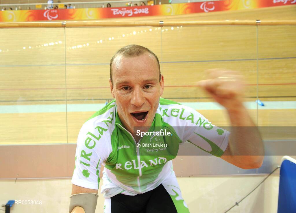 8 September 2008; Cathal Miller, from Artane, Dublin, after the Men's 4km Individual Pursuit (LC1) Qualifier. Cathal finished 5th in a time of 4.53:969 setting a new Irish Record and personal best, smashing his existing record by over 7 seconds. Beijing Paralympic Games 2008, Men's 4km Individual Pursuit (LC1) Qualifier, Laoshan Velodrome, Shijingshan District, Beijing, China. Picture credit: Brian Lawless / SPORTSFILE