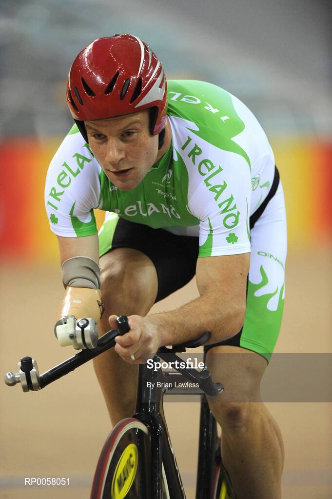 8 September 2008; Cathal Miller, from Artane, Dublin, in action during the Men's 4km Individual Pursuit (LC1) Qualifier. Cathal finished 5th in a time of 4.53:969 setting a new Irish Record and personal best, smashing his existing record by over 7 seconds. Beijing Paralympic Games 2008, Men's 4km Individual Pursuit (LC1) Qualifier, Laoshan Velodrome, Shijingshan District, Beijing, China. Picture credit: Brian Lawless / SPORTSFILE