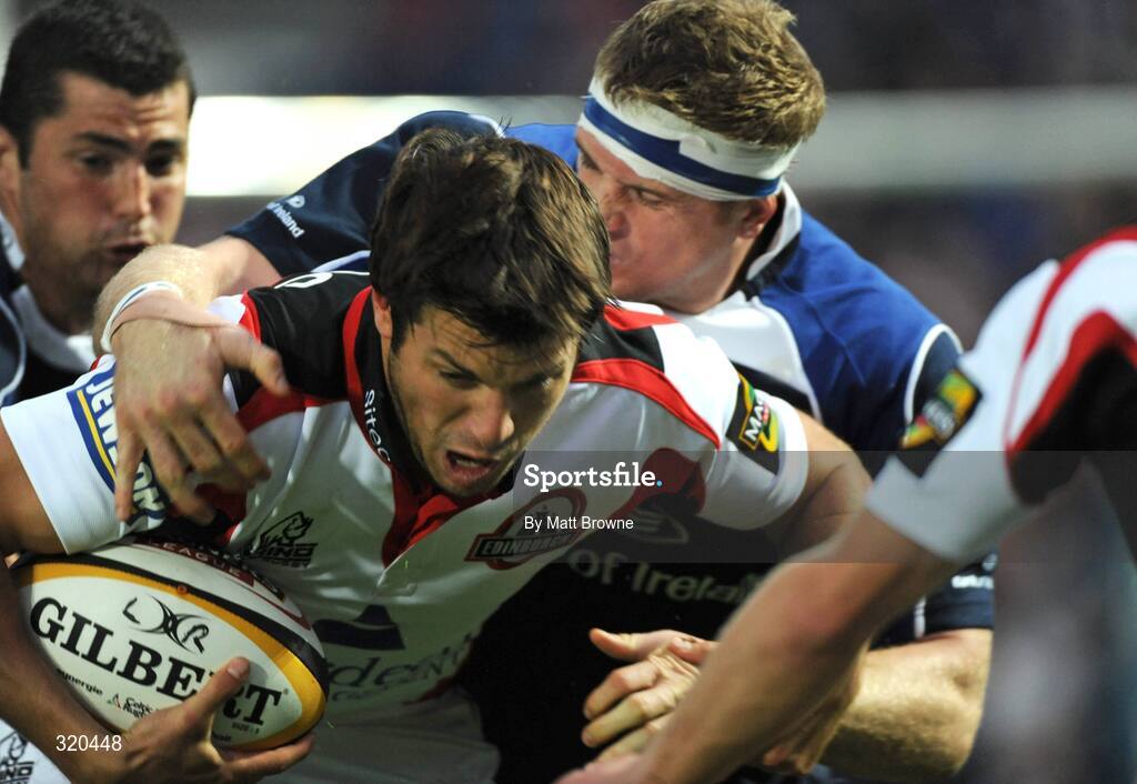 12 September 2008; Hugo Southwell, Edinburgh, in action against Jamie Heaslip, Leinster. Magners League, Leinster v Edinburgh, RDS, Ballsbridge, Dublin.  Picture credit: Matt Browne / SPORTSFILE