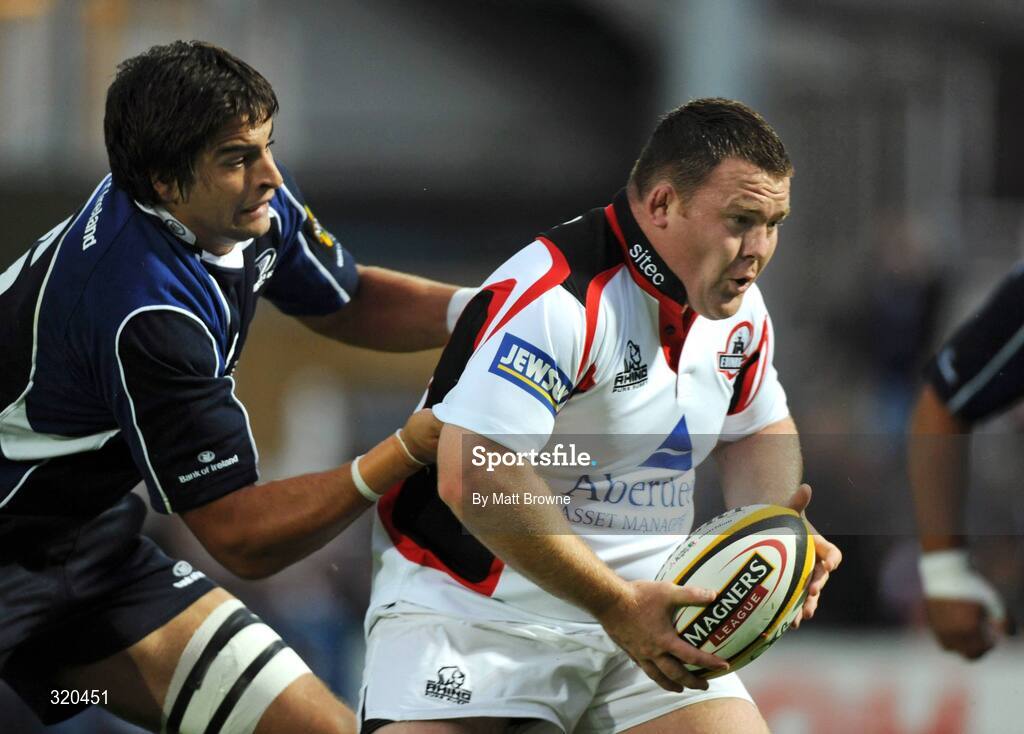 12 September 2008; Allan Jacobsen, Edinburgh, in action against Cameron Jowitt, Leinster. Magners League, Leinster v Edinburgh, RDS, Ballsbridge, Dublin.  Picture credit: Matt Browne / SPORTSFILE