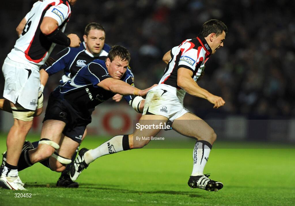 12 September 2008; Nick De Luca, Edinburgh, in action against Malcolm O'Kelly, Leinster. Magners League, Leinster v Edinburgh, RDS, Ballsbridge, Dublin.  Picture credit: Matt Browne / SPORTSFILE