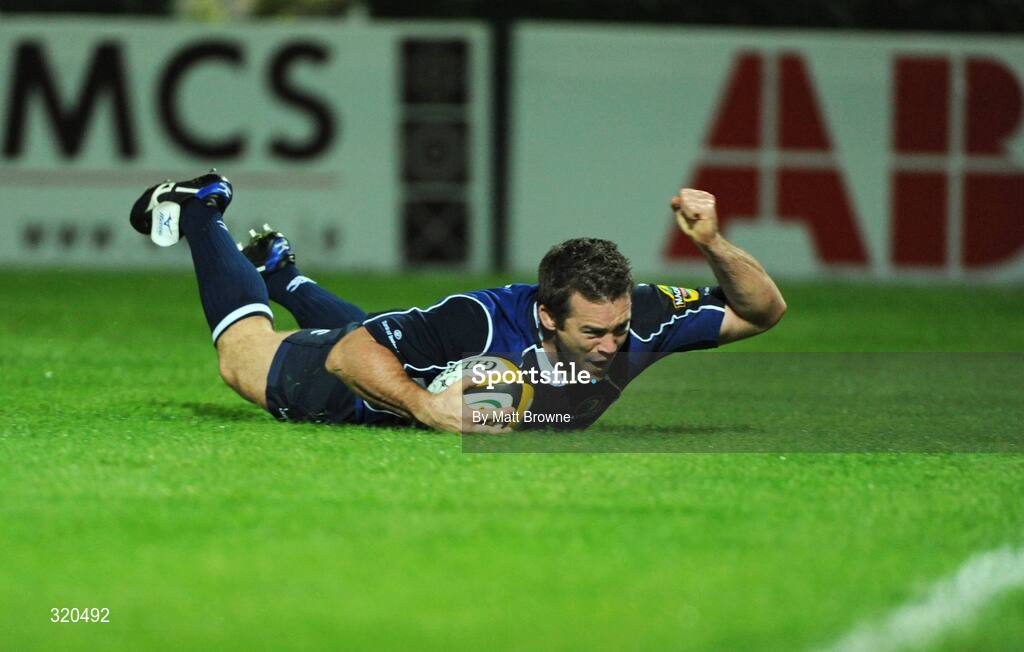 12 September 2008; John Fogarty, Leinster, celebrates scoring his try. Magners League, Leinster v Edinburgh, RDS, Ballsbridge, Dublin.  Picture credit: Matt Browne / SPORTSFILE