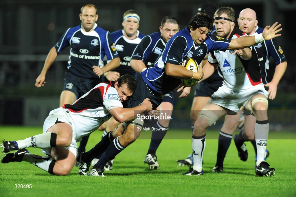 12 September 2008; Cameron Jowitt, Leinster, is tackled by Geoff Cross, Edinburgh. Magners League, Leinster v Edinburgh, RDS, Ballsbridge, Dublin.  Picture credit: Matt Browne / SPORTSFILE