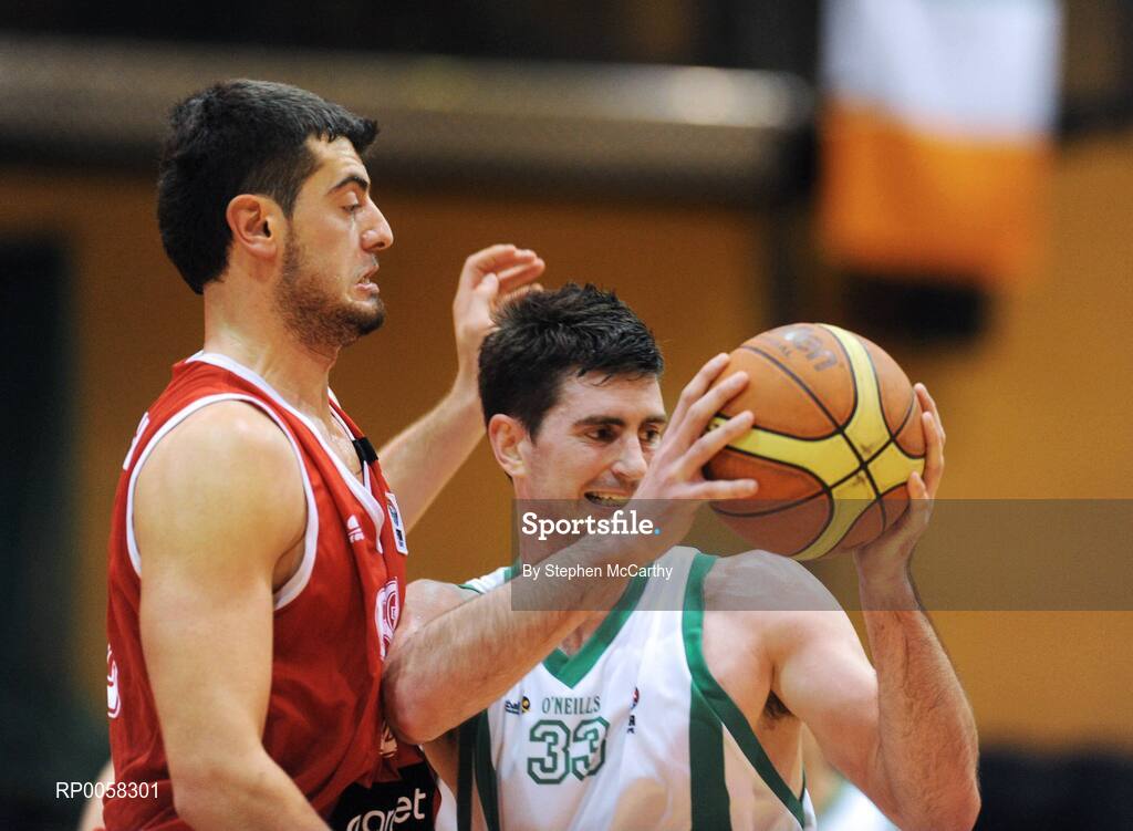 10 September 2008; Damian Matacz, Ireland, in action against Nikoloz Tskitishvili, Georgia. Senior Men's Basketball European Championship - Division B - Group C - Ireland v Georgia, National Basketball Arena, Tallaght, Dublin. Picture credit: Stephen McCarthy / SPORTSFILE