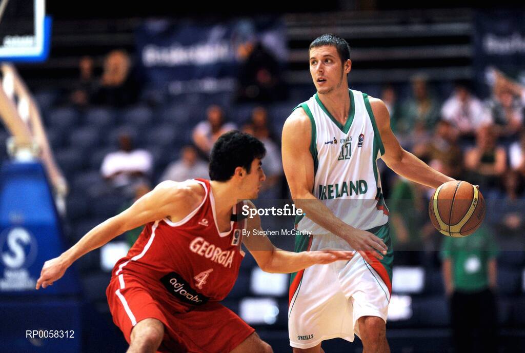 10 September 2008; Donnie McGrath, Ireland, in action against Giorgi Garmqrelidze, Georgia. Senior Men's Basketball European Championship - Division B - Group C - Ireland v Georgia, National Basketball Arena, Tallaght, Dublin. Picture credit: Stephen McCarthy / SPORTSFILE