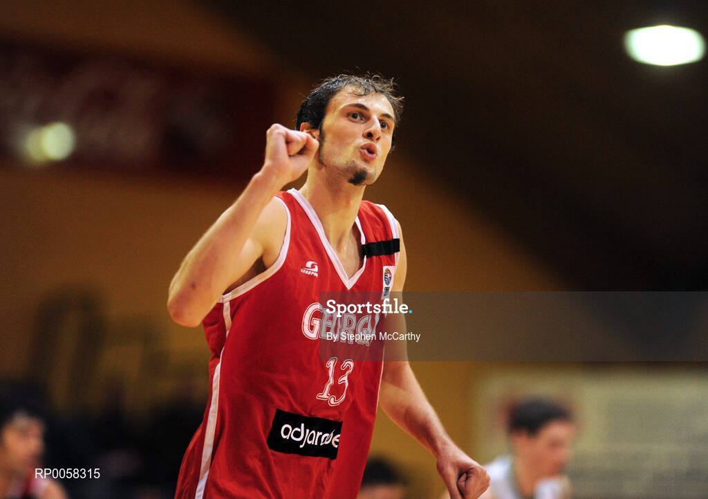 10 September 2008; Viktor Sanikidze, Georgia, celebrates a score late in the game. Senior Men's Basketball European Championship - Division B - Group C - Ireland v Georgia, National Basketball Arena, Tallaght, Dublin. Picture credit: Stephen McCarthy / SPORTSFILE