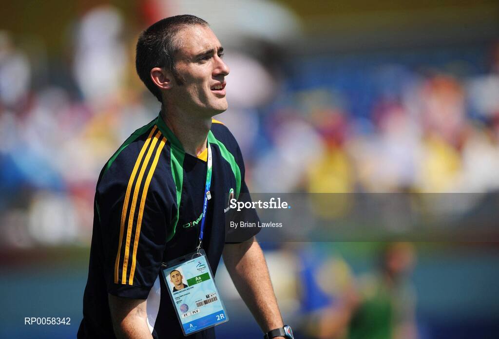 10 September 2008; Ireland's Derek Malone, from Whitegate, Co. Clare, on the pitch at half-time during the match. Malone has been ruled ineligible to play in the 7-A-Side soccer competition by CP-ISRA (Cerebral Palsy International Sports and Recreation Association). Beijing Paralympic Games 2008, Ireland v Ukraine, 7-A-Side Soccer, First Round, Group B, Match 6, Olympic Green Hockey Field A, Beijing, China. Picture credit: Brian Lawless / SPORTSFILE