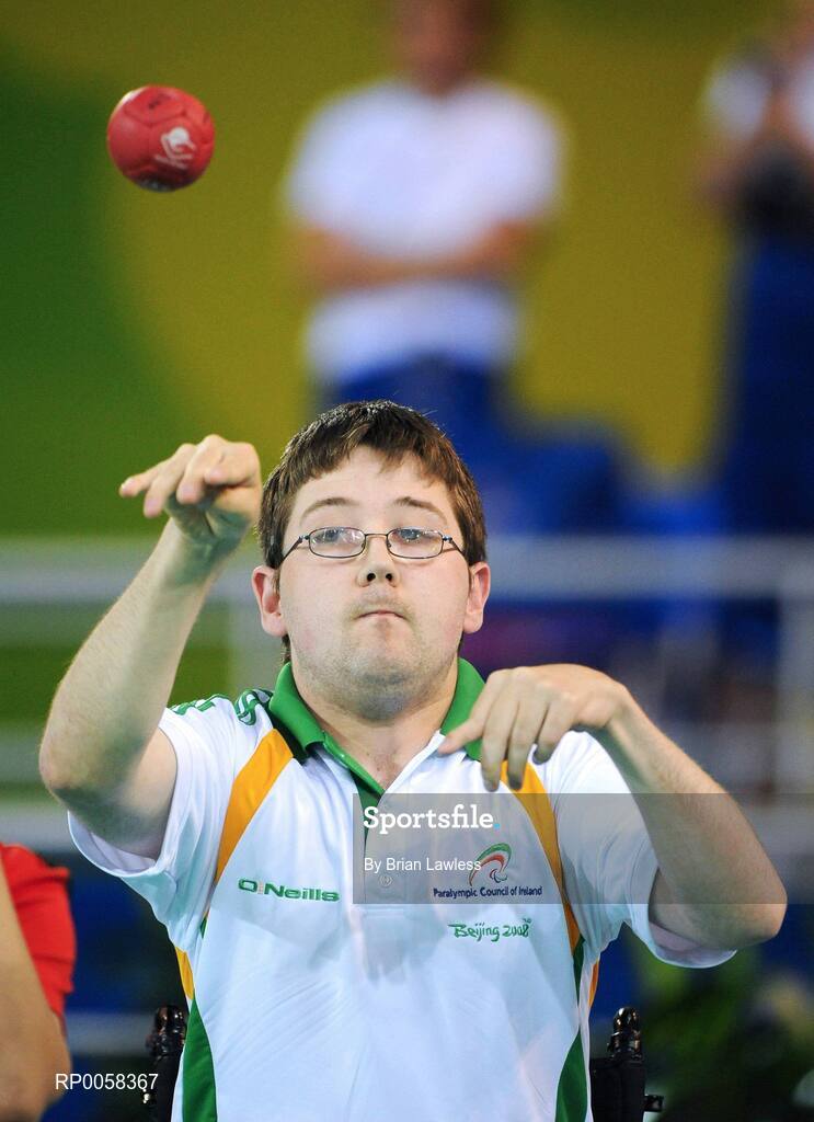 11 September 2008; Ireland's Padraic Moran, from Bray, Wicklow, in action during the Mixed Team BC1-2 Quarter Final match. The Irish team exited the tournament at the hands of the Chinese with a final score of 12-2. Beijing Paralympic Games 2008, Mixed Team BC1-2,  Quarter Final, Ireland v China, Fencing Hall of National Convention Centre, Olympic Green, Beijing, China. Picture credit: Brian Lawless / SPORTSFILE
