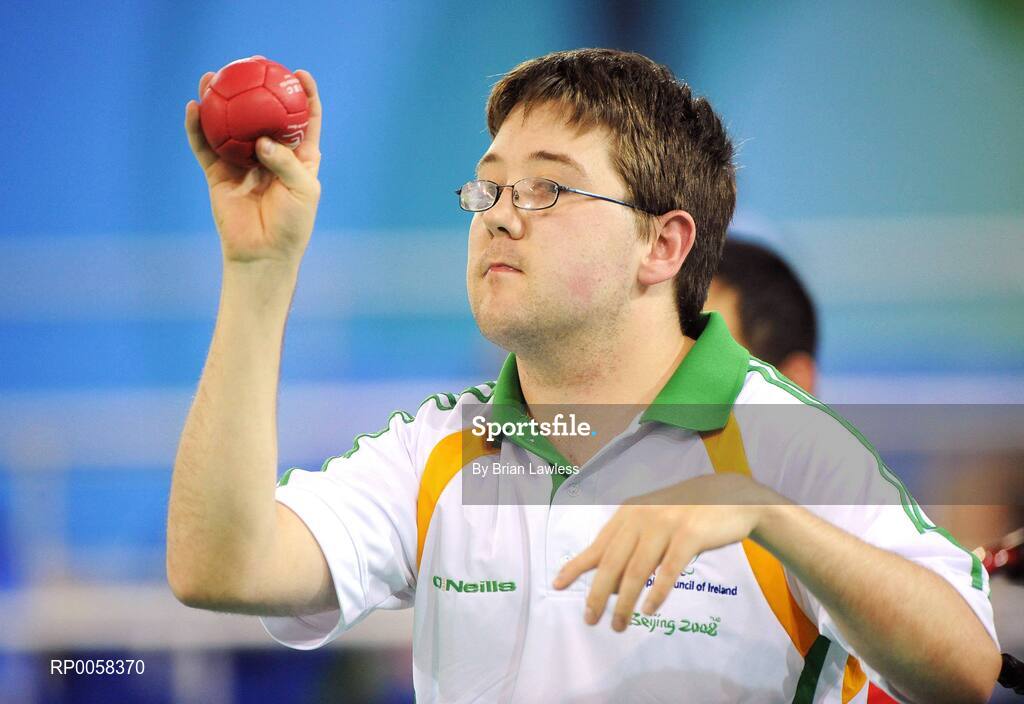 11 September 2008; Ireland's Padraic Moran, from Bray, Wicklow, in action during the Mixed Team BC1-2 Quarter Final match. The Irish team exited the tournament at the hands of the Chinese with a final score of 12-2. Beijing Paralympic Games 2008, Mixed Team BC1-2,  Quarter Final, Ireland v China, Fencing Hall of National Convention Centre, Olympic Green, Beijing, China. Picture credit: Brian Lawless / SPORTSFILE