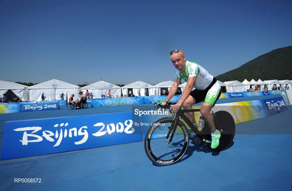 12 September 2008; Ireland's Enda Smyth, from Santry, Dublin, after the Men's Individual Time Trial CP 4 Final. Enda finished 9th overall with a time of 41:24.28. Beijing Paralympic Games 2008, Men's Individual Time Trial CP 4 Final, Road Cycling Course, Ming Tombs Reservoir, Beijing, China. Picture credit: Brian Lawless / SPORTSFILE