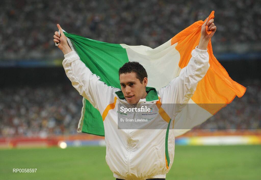 13 September 2008; Ireland's Jason Smyth, from Eglington, Co. Derry, celebrates on the podium after he won Gold in the Men's 100m T13 Final and set a new world and paralympic record in a time of 10.62, beating his own world record of 10.81 which he set in this mornings heats. Beijing Paralympic Games 2008, Men's 100m T13 Final, National Stadium, Olympic Green, Beijing, China. Picture credit: Brian Lawless / SPORTSFILE