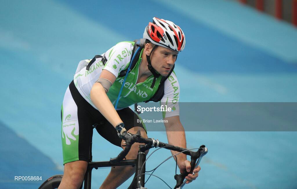 13 September 2008; Ireland's Cathal Miller, from Artane, Dublin, in action during the Men's Road Race - LC1 / 2 / CP4 over a distance of 72.6km. Miller's race was ended by a punctured back tyre on the 3rd lap as he was sitting comfortably in the leading pack. Beijing Paralympic Games 2008, Men's Road Race - LC1 / 2 / CP4, Road Cycling Course, Ming Tombs Reservoir, Beijing, China. Picture credit: Brian Lawless / SPORTSFILE