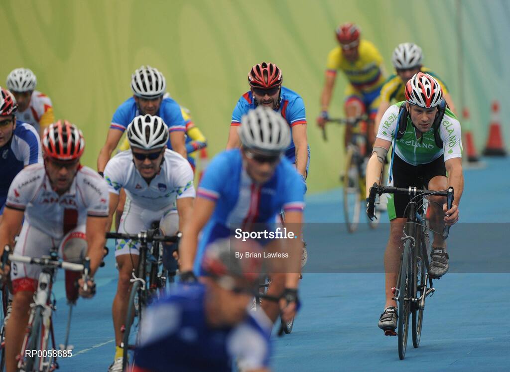 13 September 2008; Ireland's Cathal Miller, from Artane, Dublin, in action during the Men's Road Race - LC1 / 2 / CP4 over a distance of 72.6km. Miller's race was ended by a punctured back tyre on the 3rd lap as he was sitting comfortably in the leading pack. Beijing Paralympic Games 2008, Men's Road Race - LC1 / 2 / CP4, Road Cycling Course, Ming Tombs Reservoir, Beijing, China. Picture credit: Brian Lawless / SPORTSFILE
