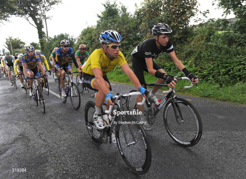 30 August 2008; Mark Cavendish, Team Columbia, left, and Rob Partridge, Rapha Condor Recycling.co.uk, in action during the fourth stage of the Tour of Ireland. 2008 Tour of Ireland - Stage 4, Limerick - Dingle. Picture credit: Stephen McCarthy / SPORTSFILE
