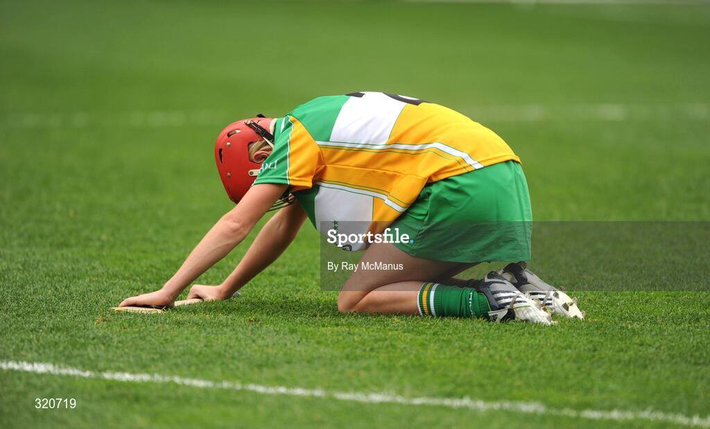 14 September 2008; Aoife Kelly, Offaly, after the final whistle. Gala All-Ireland Junior Camogie Championship Final, Clare v Offaly, Croke Park, Dublin. Picture credit: Ray McManus / SPORTSFILE