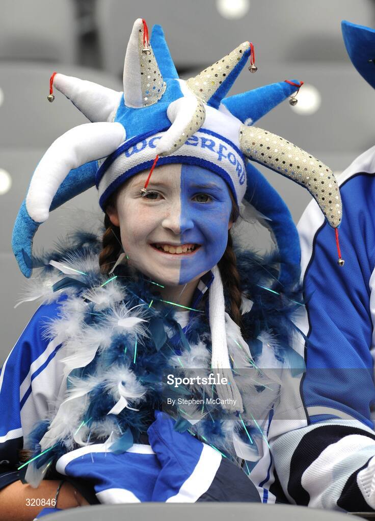 7 September 2008; Waterford supporter Abbie White, age 10, ahead of the game. GAA Hurling All-Ireland Senior Championship Final, Kilkenny v Waterford, Croke Park, Dublin. Picture credit: Stephen McCarthy / SPORTSFILE