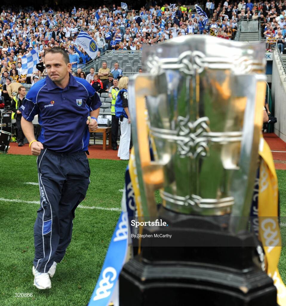 7 September 2008; Waterford manager Davy Fitzgerald passes the Liam MacCarthy cup as he makes his way onto the pitch. GAA Hurling All-Ireland Senior Championship Final, Kilkenny v Waterford, Croke Park, Dublin. Picture credit: Stephen McCarthy / SPORTSFILE