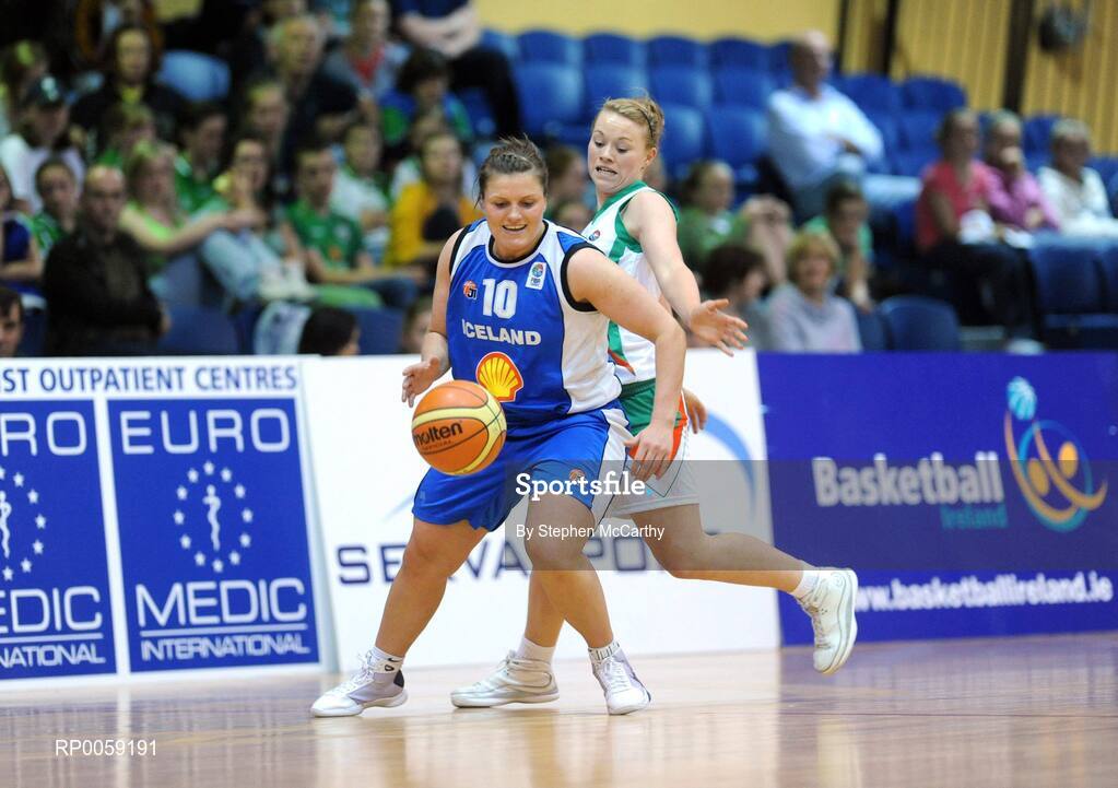 6 September 2008; Hildur Sigurdardottir, Iceland, in action against Rachel Clancy, Ireland. Senior Women's Basketball European Championship - Division B - Group A - Ireland v Iceland, National Basketball Arena, Tallaght, Dublin. Picture credit: Stephen McCarthy / SPORTSFILE