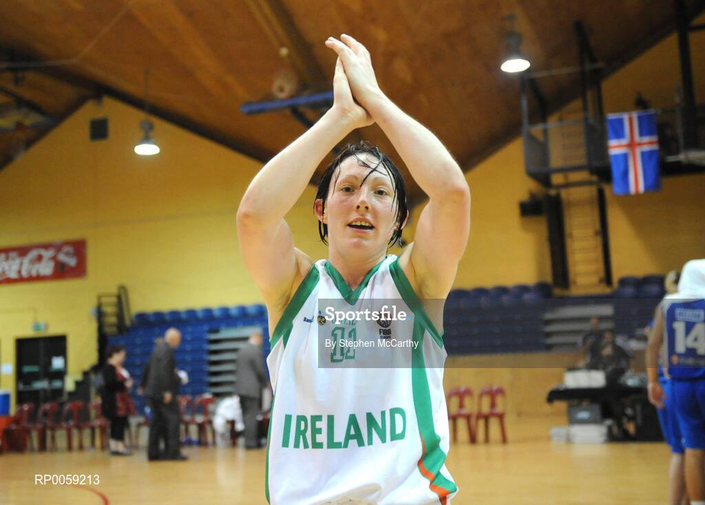 6 September 2008; Lindsay Peat, Ireland, celebrates her side's victory over Iceland. Senior Women's Basketball European Championship - Division B - Group A - Ireland v Iceland, National Basketball Arena, Tallaght, Dublin. Picture credit: Stephen McCarthy / SPORTSFILE