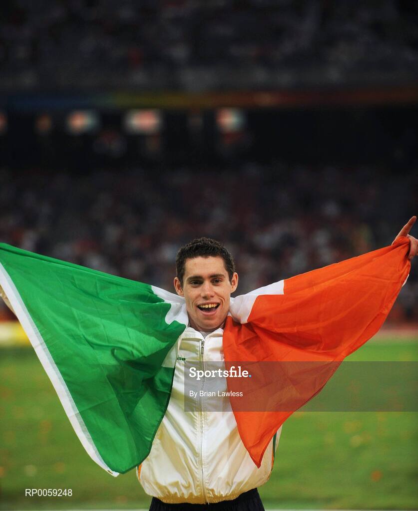 16 September 2008; Ireland's Jason Smyth, from Eglinton, Co. Derry, waits to receive his Gold medal after winning the Men's 200m -T13 Final. Smyth won his second gold of these Paralympic games in a World record time of 21.43 seconds, his first coming in the Men's 100m T13 Final also in a world record time of 10.62. Beijing Paralympic Games 2008, Men's 200m -T13, Final, National Stadium, Olympic Green, Beijing, China. Picture credit: Brian Lawless / SPORTSFILE