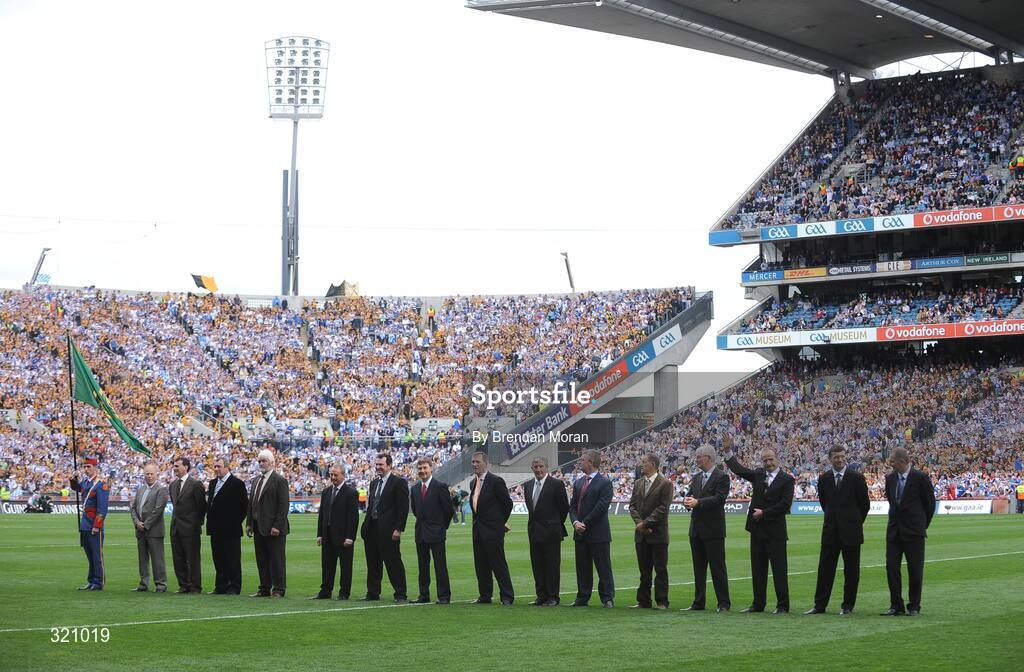 7 September 2008; Members of the 1983 All-Star Hurling team who were introduced to the crowd before the game. GAA Hurling All-Ireland Senior Championship Final, Kilkenny v Waterford, Croke Park, Dublin. Picture credit: Brendan Moran / SPORTSFILE