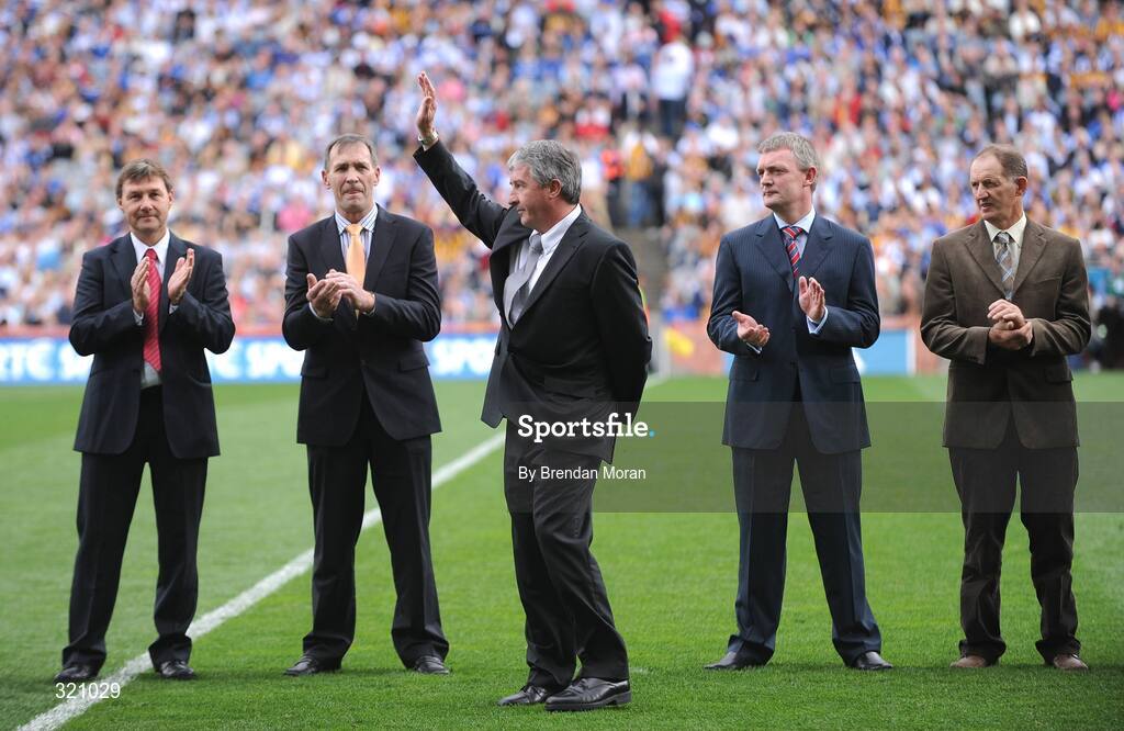 7 September 2008; Member of the 1983 All-Star Hurling team, John Fenton of Cork is introduced to the crowd before the game. GAA Hurling All-Ireland Senior Championship Final, Kilkenny v Waterford, Croke Park, Dublin. Picture credit: Brendan Moran / SPORTSFILE