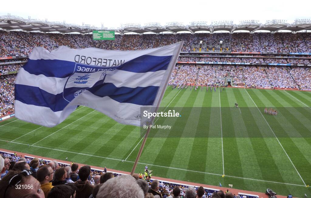 7 September 2008; A Waterford flag flies in Croke Park. GAA Hurling All-Ireland Senior Championship Final, Kilkenny v Waterford, Croke Park, Dublin. Picture credit: Pat Murphy / SPORTSFILE