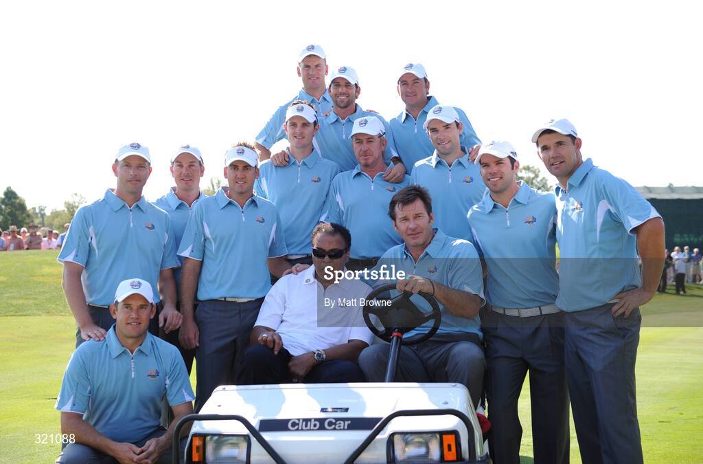 18 September 2008; Team Europe 2008 with former World Champion Muhammad Ali on the firat fairway during the final day of practice. 37th Ryder Cup, Valhalla Golf Club, Louisville, Kentucky, USA. Picture credit: Matt Browne / SPORTSFILE