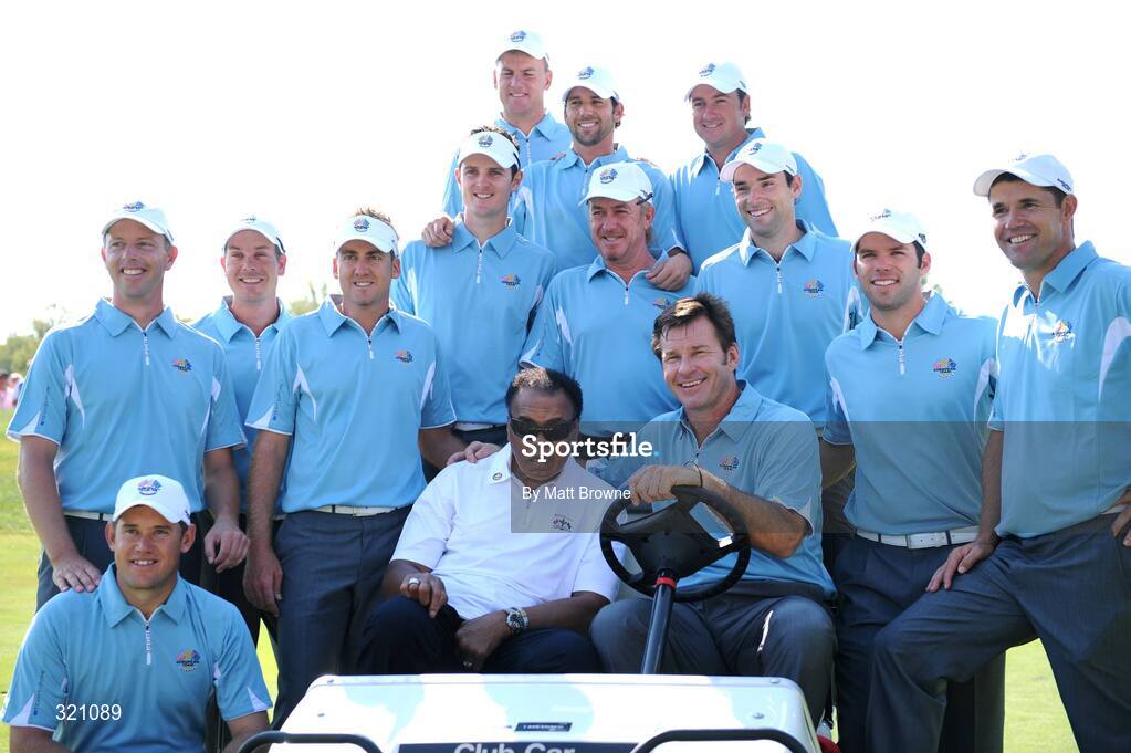 18 September 2008; Team Europe 2008 with former World Champion Muhammad Ali on the firat fairway during the final day of practice. 37th Ryder Cup, Valhalla Golf Club, Louisville, Kentucky, USA. Picture credit: Matt Browne / SPORTSFILE