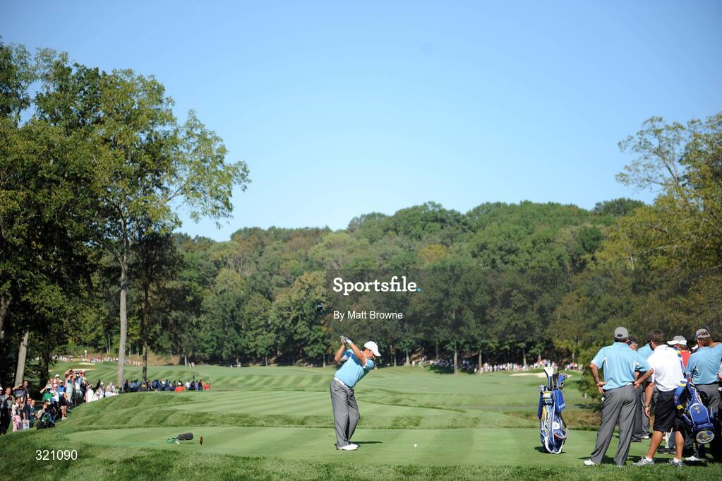 18 September 2008; Graeme McDowell, Team Europe 2008, tees off from the 2nd tee box during the final day of practice. 37th Ryder Cup, Valhalla Golf Club, Louisville, Kentucky, USA. Picture credit: Matt Browne / SPORTSFILE