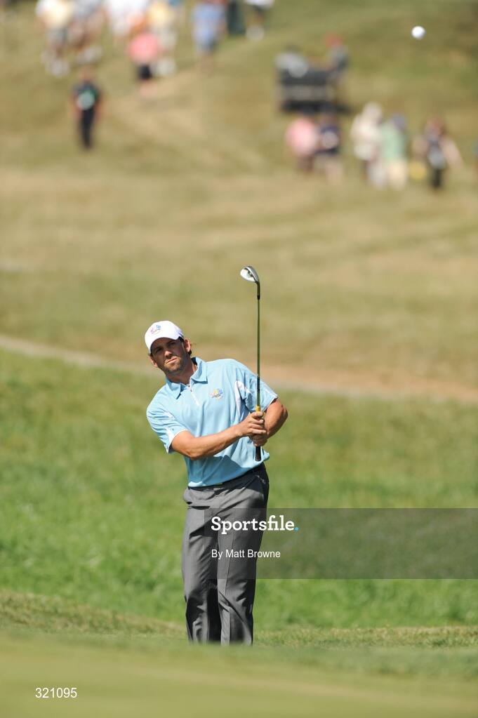 18 September 2008; Sergio Garcia, Team Europe 2008, pitches onto the 4th green during the final day of practice. 37th Ryder Cup, Valhalla Golf Club, Louisville, Kentucky, USA. Picture credit: Matt Browne / SPORTSFILE